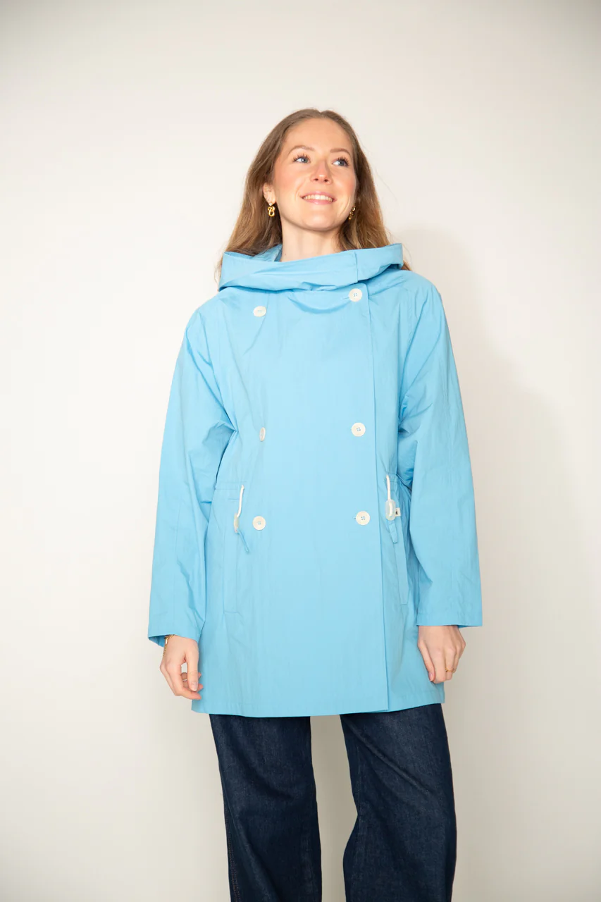 Berhet- Parka à capuche en coton bleu